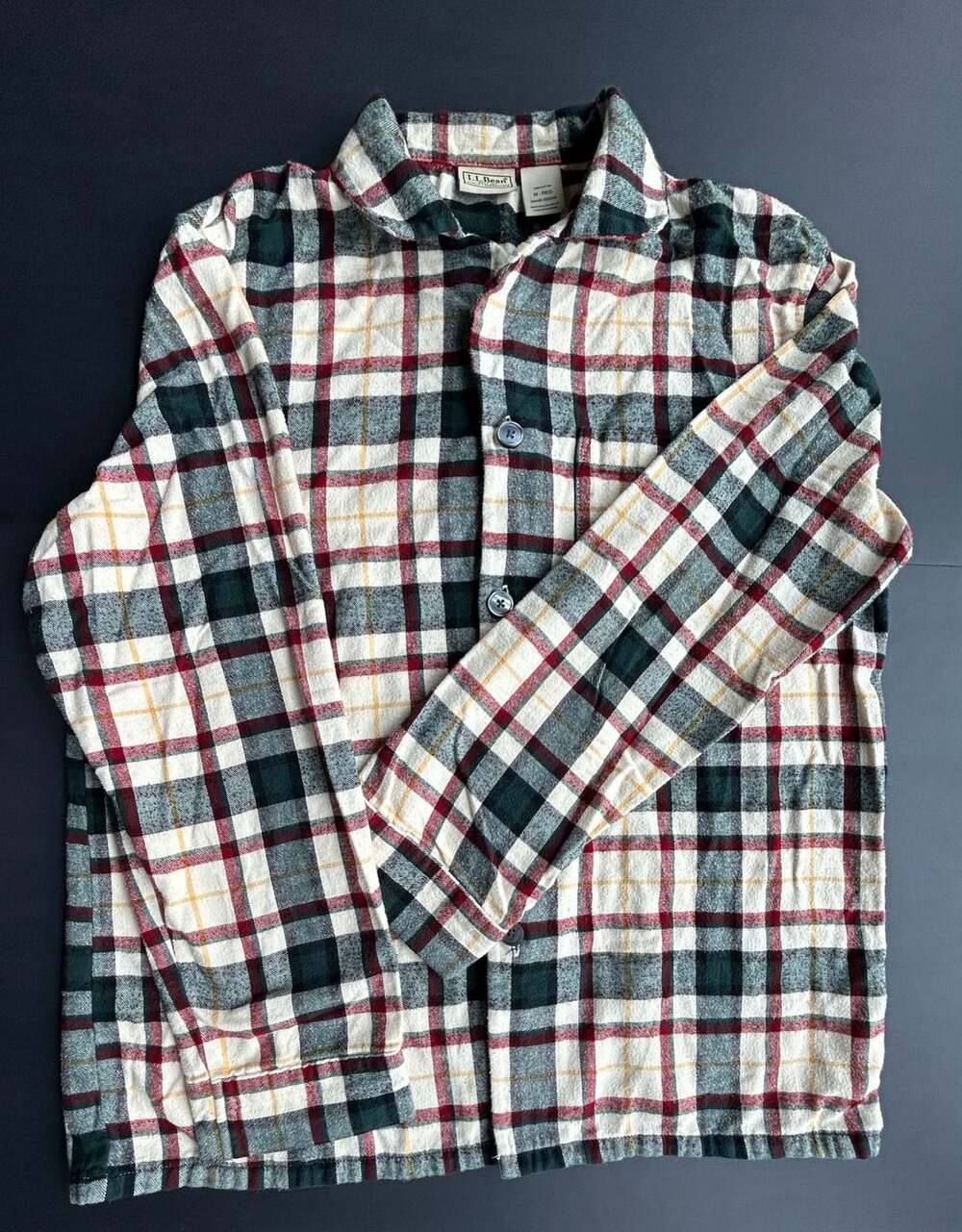 LL Bean Flannel Shirt M-REG Plaid Cotton Long Sleeve